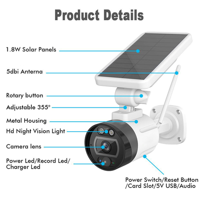 Ночное видение F2.0 камеры 3.6mm батареи WiFi 1080p на открытом воздухе с построенный в батарее 6400mAh